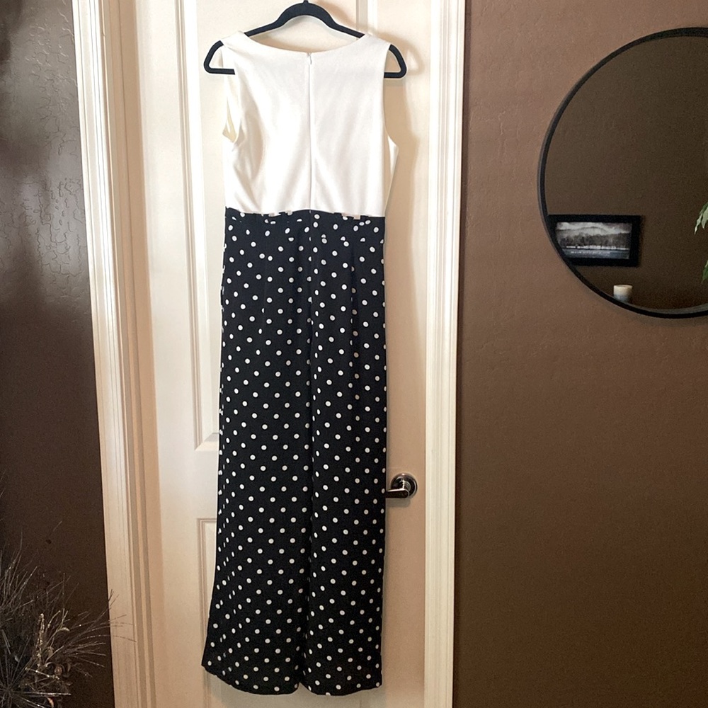 Women’s black and white polka dotted jumpsuit Size Medium - Picture 2 of 9